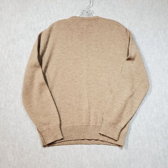 Robert Bruce Sweater Mens Medium Tan Diamond Argyle Knitted Crew Neck Pullover - Picture 6 of 7